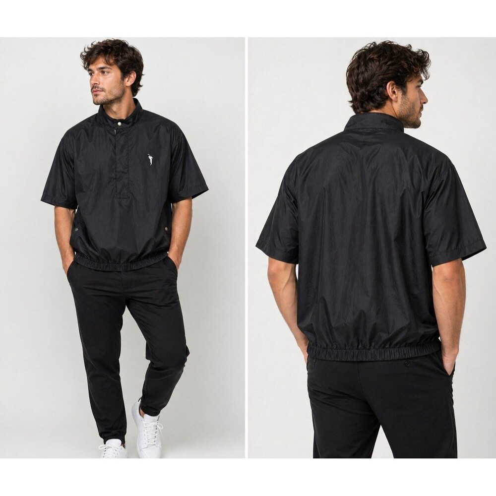 Austin Golf Tour Collection Windbreaker Pullover Jacket Mens M Black Short...